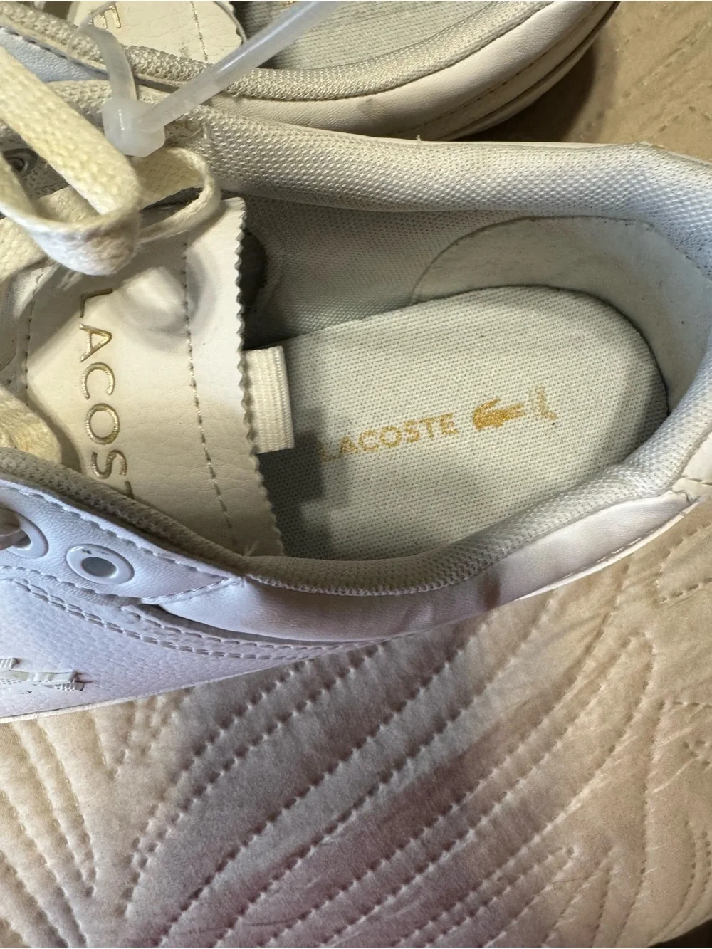 Lacoste Men’s White Leather Sneakers - Classic Tennis Style Sz 8.5